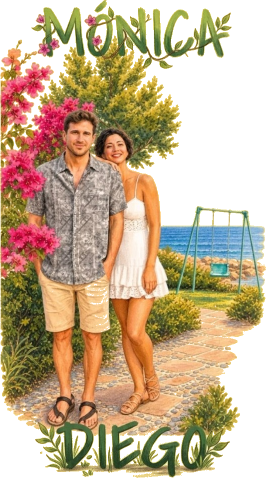 Mónica y Diego con flores